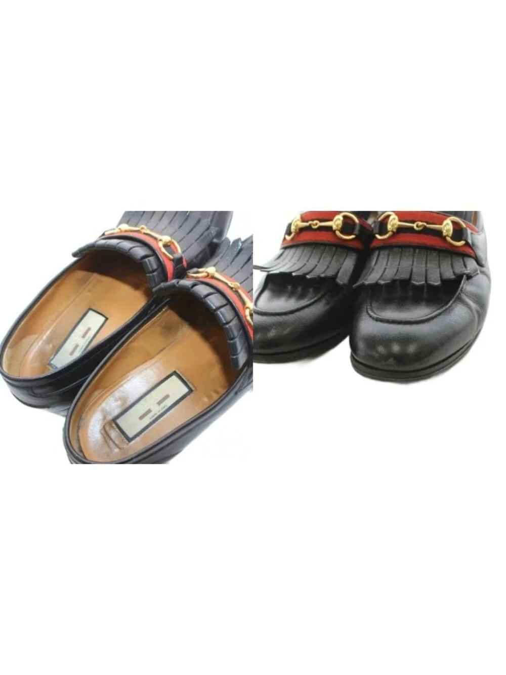 Gucci Horsebit Loafers Fringe Leather Black 8
